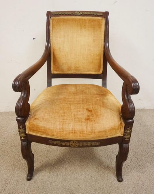 BRONZE MOUNTED CARVED ARM CHAIR (1 of 4)