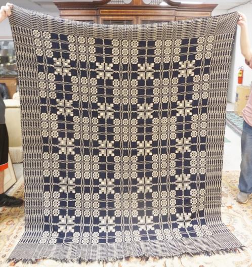 REVERSIBLE BLUE & WHITE COVERLET (1 of 2)