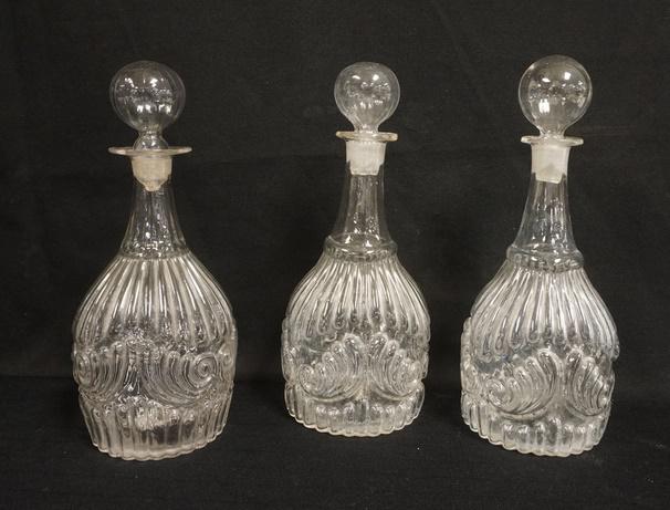 3 MOLD BLOWN DECANTERS (1 of 2)