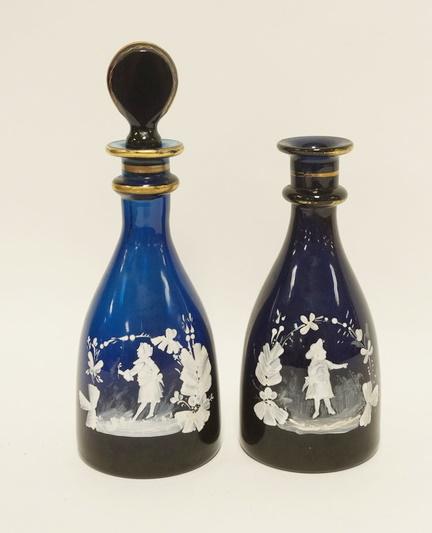 2 COBALT BLUE BLOWN DECANTERS (1 of 2)