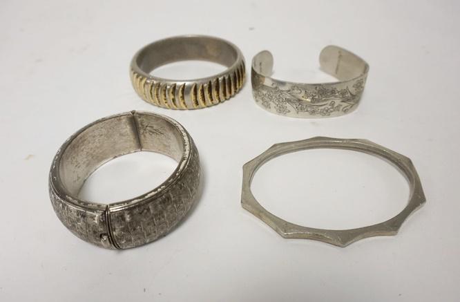 4 LADIES BRACELETS ONE KIRK STEIFF: 4 LADIES BRACELETS ONE KIRK STEIFF PEWTER NARCISSUS, ONE MARKED MADE IN DENMARK