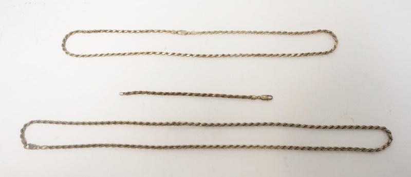 2 STERLING SILVER BRAIDED NECKLACES WITH MATCHING (1 of 2)