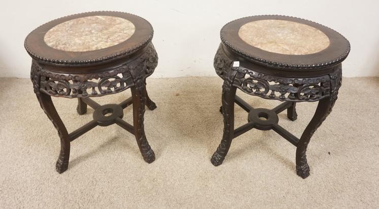 PAIR OF CARVED ASIAN STANDS (1 of 3)
