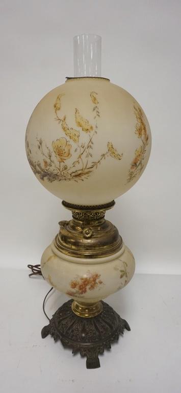 HAND PAINTED SATIN GLASS GWTW LAMP (1 of 1)