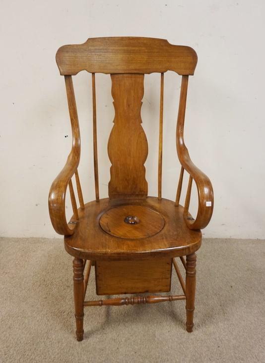 BENTWOOD ARM PRIMITIVE POTTY CHAIR (1 of 2)