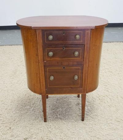 ANTIQUE FEDERAL LIFT TOP BARREL SIDE SEWING STAND (1 of 3)