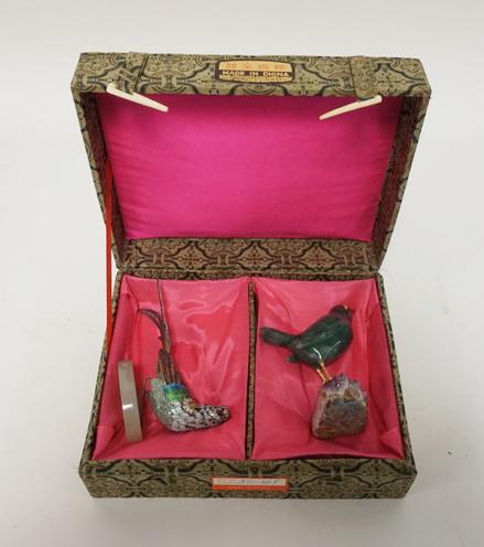 2 CHINESE STONE  & CLOISONNE BIRDS (1 of 4)