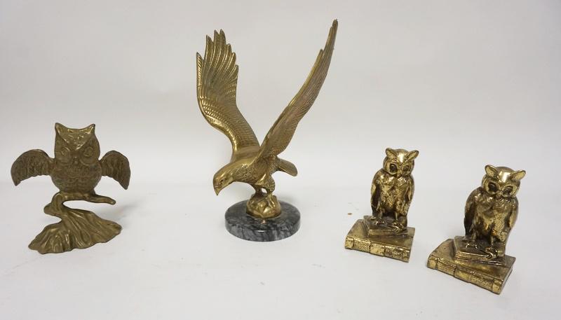 LOT OF BRASS OWLS & EAGLE (1 of 2)