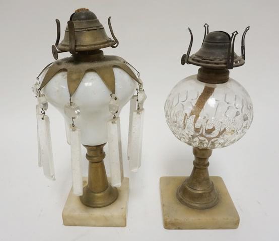 2 ANTIQUE PATTERN GLASS KEROSENE LAMPS (1 of 2)