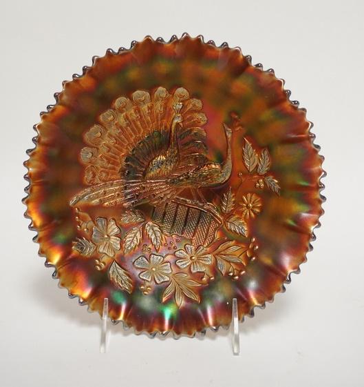 NORTHWOOD 2 PEACOCKS AMETHYST CARNIVAL BOWL (1 of 3)