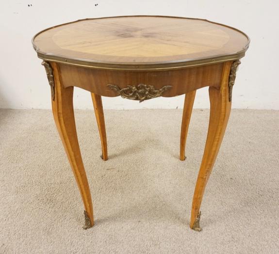 BRASS MOUNTED INLAID TABLE (1 of 3)