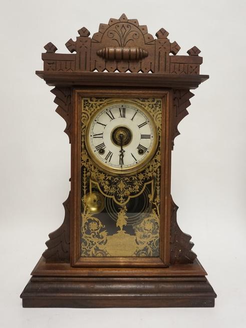 CARVED WALNUT GINGERBREAD CLOCK (1 of 3)