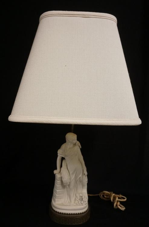 FIGURAL PARIAN LAMP ON A BRASS BASE (1 of 2)