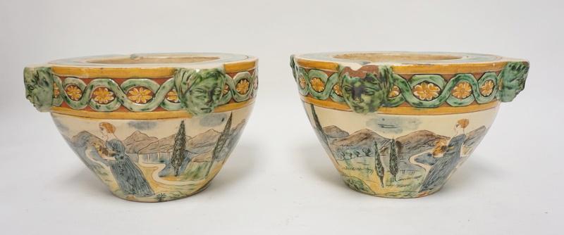 PAIR OF SIGNED ITALIAN HAND PAINTED PLANTERS (1 of 5)