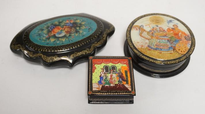 3 BLACK LACQUER ENAMELED BOXES (1 of 2)