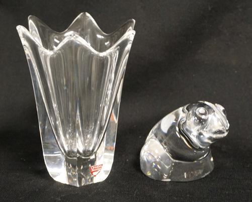 ORREFORS CRYSTAL VASE & FROG (1 of 3)