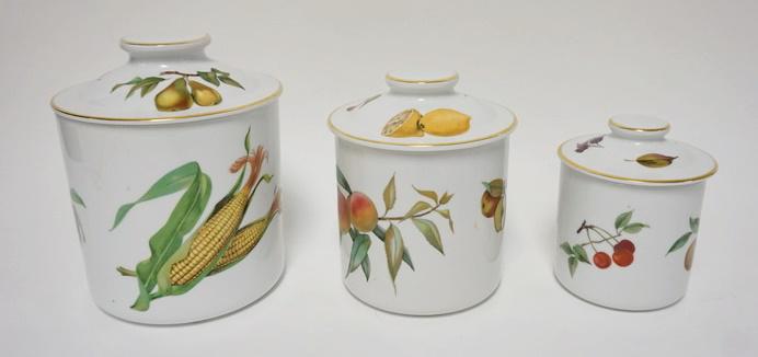 SET OF 3 ROYAL WORCESTER EVESHAM CANISTERS (1 of 3)