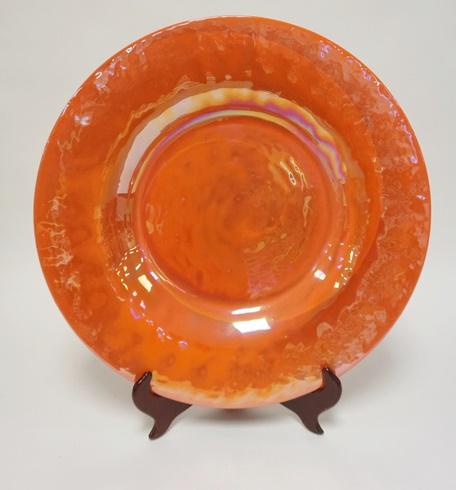MURANO GLASS IRIDESCENT CHARGER: MURANO GLASS IRIDESCENT CHARGER, 20 1/2 IN