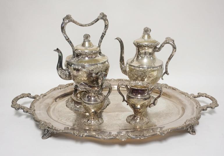 5 PIECE ORNATE SILVERPLATED TEASET (1 of 2)