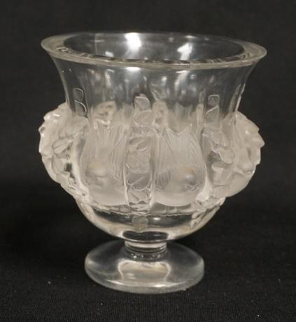 LALIQUE FROSTED & CLEAR VASE W/BIRDS (1 of 3)