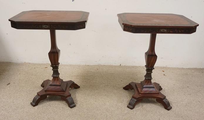 PAIR OF DECORATED SIDE TABLES (1 of 4)