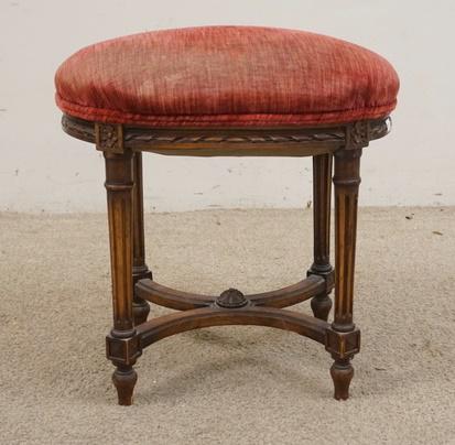 CARVED UPHOLSTERED STOOL (1 of 3)