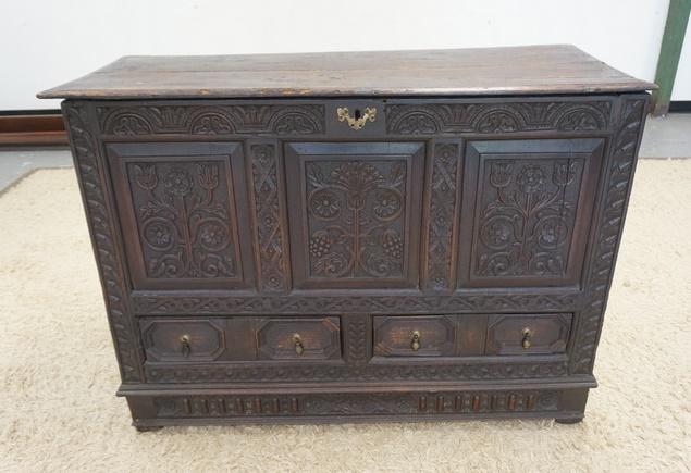 ANTIQUE CONTINENTAL CARVED CHEST (1 of 6)