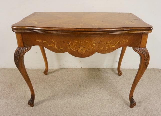 INLAID CARVED FLIP TOP TABLE (1 of 4)