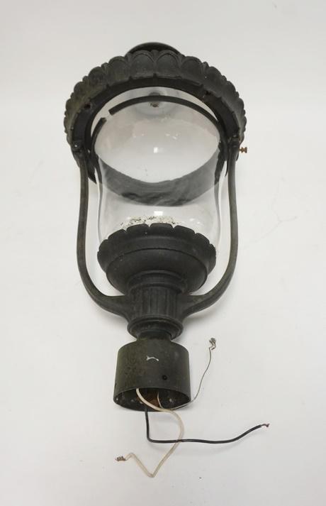 POST LAMP W/FLUTED MILK GLASS TOP SHADE (1 of 3)