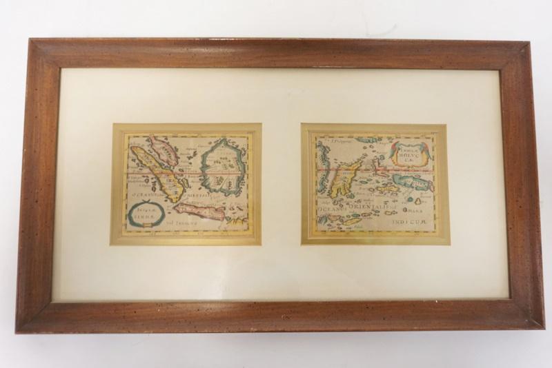2 HAND COLORED MAPS IN FRAME (1 of 3)