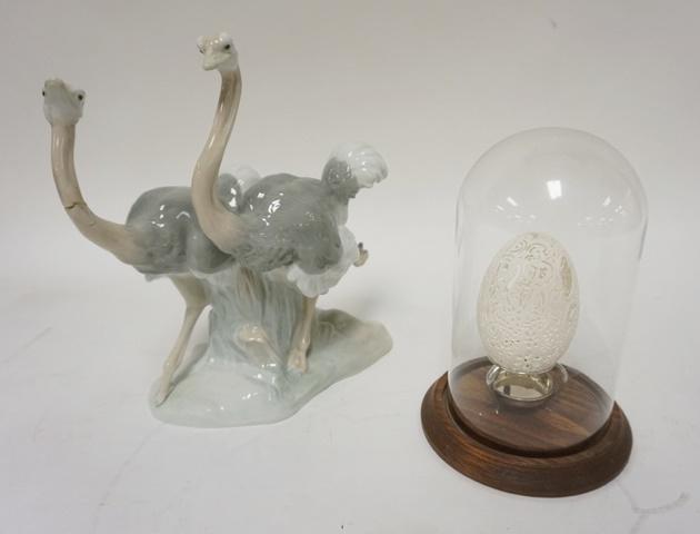 LOT LLADRO OSTRICHES & CARVED EGG SHELL (1 of 1)