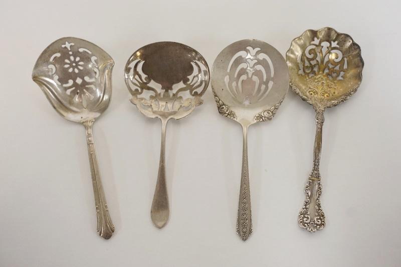 4 STERLING SILVER SLOTTED SPOONS (1 of 3)