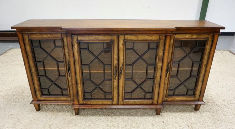 4 DOOR CREDENZA: 4 DOOR CREDENZA W/INTERIOR SHELVES, 70 IN WIDE X 35 1/2 IN HIGH X 14 3/4 IN DEEP