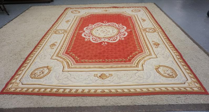 AUBUSSON RUG: AUBUSSON RUG 8 FT 11 IN X 11 FT 9 IN