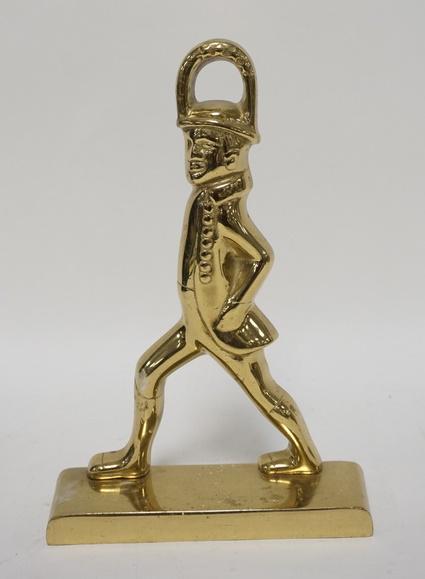 FIGURAL BRASS DOORSTOP: FIGURAL BRASS DOORSTOP, VIRGINA METALCRAFTERS. 11 1/2 IN H
