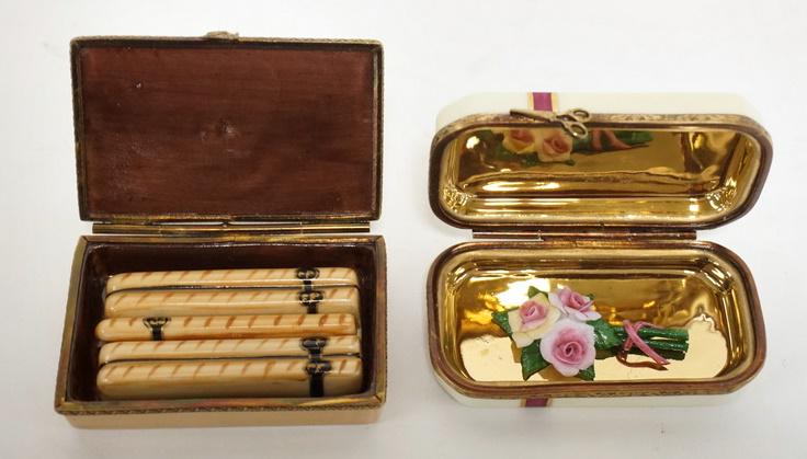 2 LIMOGES COLLECTORS CLUB BOXES: 2 LIMOGES COLLECTORS CLUB BOXES IN BOXES WCERTIFICATES, BOXES ARE 2 7/8 IN WIDE