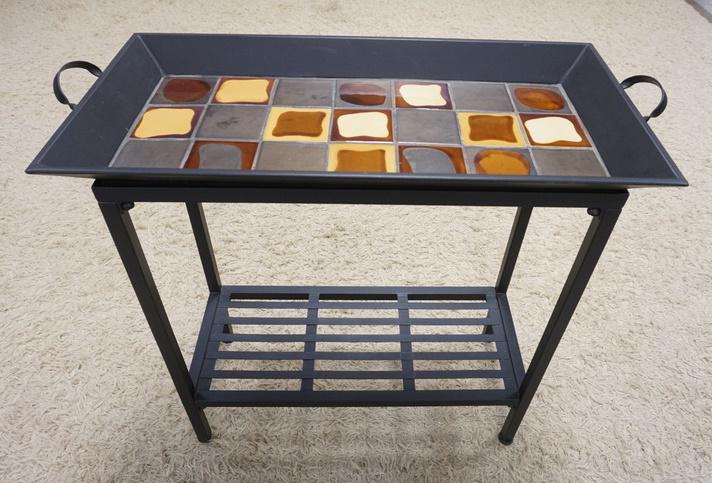 IRON STAND W/ LIFT OFF TRAY TOP: IRON STAND W/ LIFT OFF TRAY TOP 31 1/2 IN X 15 3/4 IN, 32 IN H