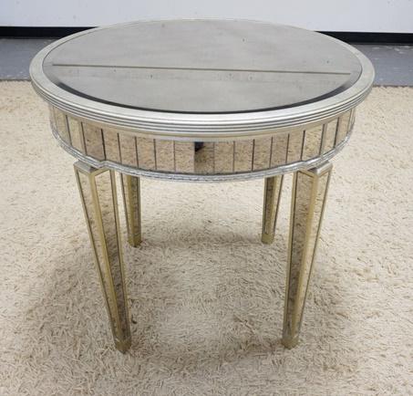 ZHONG SHUN WOOD ART CO. MIRROR TABLE: ZHONG SHUN WOOD ART CO. MIRROR TABLE, 32 IN DIAMTER, 30 1/4 IN H