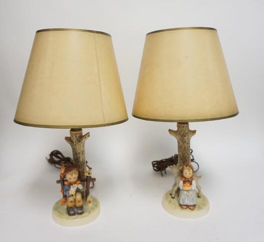 PAIR OF HUMMEL LAMPS: PAIR OF HUMMEL LAMPS, 15 1/2 IN HIGH