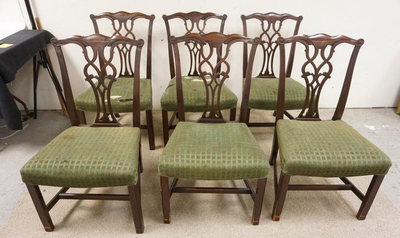 SET OF 6 DINING CHAIRS W/CARVED SPLATS: SET OF 6 DINING CHAIRS W/CARVED SPLATS, STRAIGHT LEG, 38 IN HIGH X 23 IN WIDE
