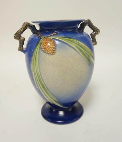 ROSEVILLE BLUE PINECONE 8 1/4 IN VASE (1 of 4)