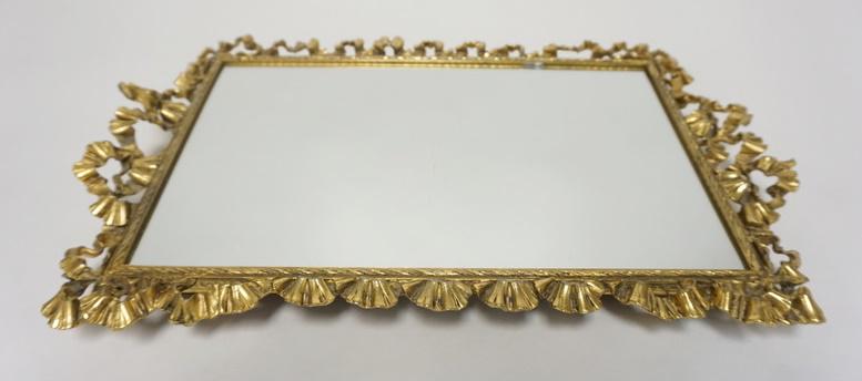 MIRROR TRAY IN ORNATE METAL FRAME (1 of 3)