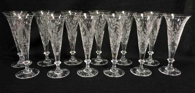 SET OF 12 WILLIAM YEOWARD CUT CHAMPAGNE FLUTES (1 of 3)