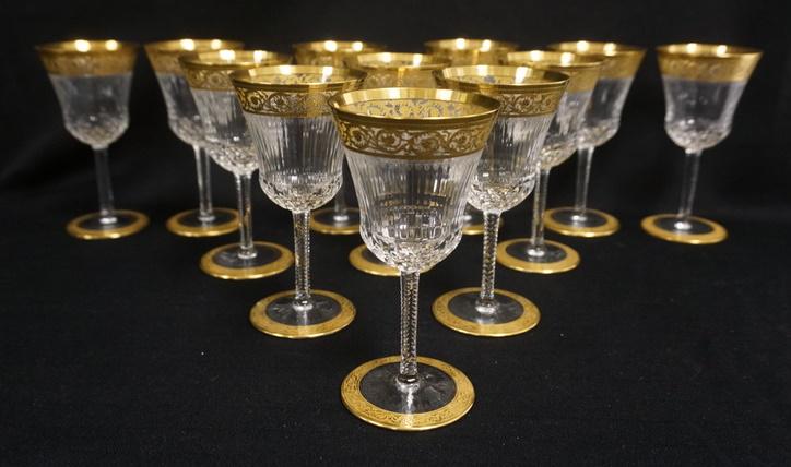 SET OF 12 ST LOUIS CUT ETCHED & GILT GOBLETS (1 of 3)