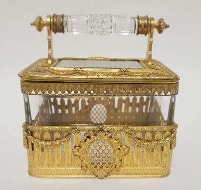 ANTIQUE CRYSTAL & DORE BRONZE CASKET (1 of 6)