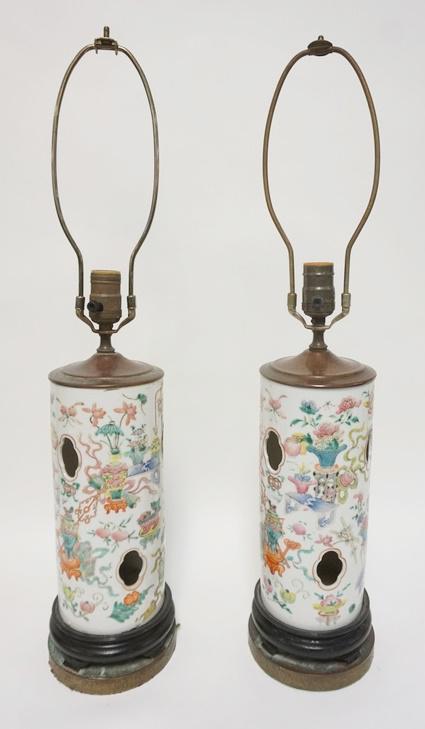 PAIR OF HAND PAINTED CHINESE WIG STAND (1 of 9)