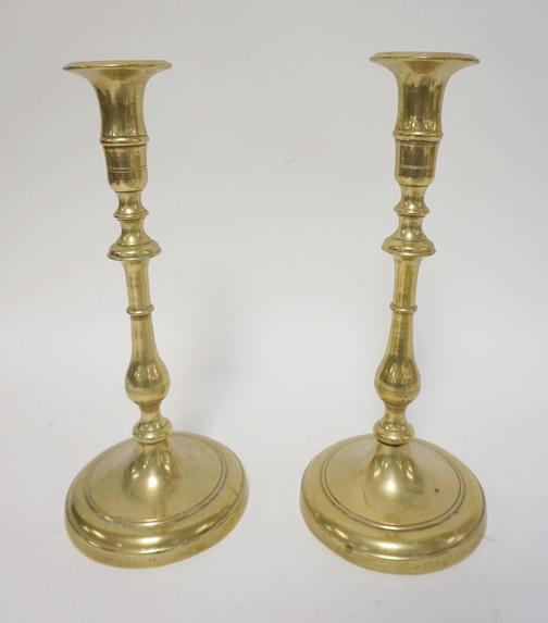 PAIR OF TALL BRASS CANDLESTICKS (1 of 2)