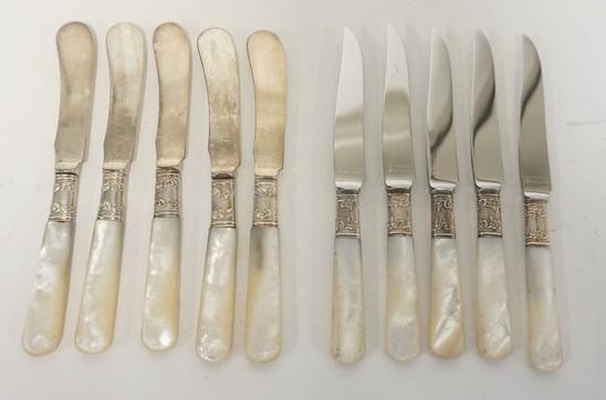 10 MOTHER OF PEARL HANDLED KNIVES (1 of 3)