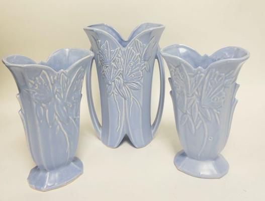 3 MCCOY BLUE POTTERY VASES (1 of 3)