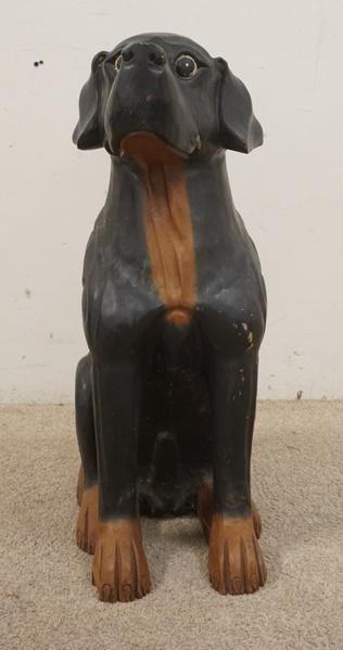 LARGE CARVED WOODEN DOG (1 of 4)